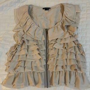 Theory Cream Zip-Front Top in Soft Neutral